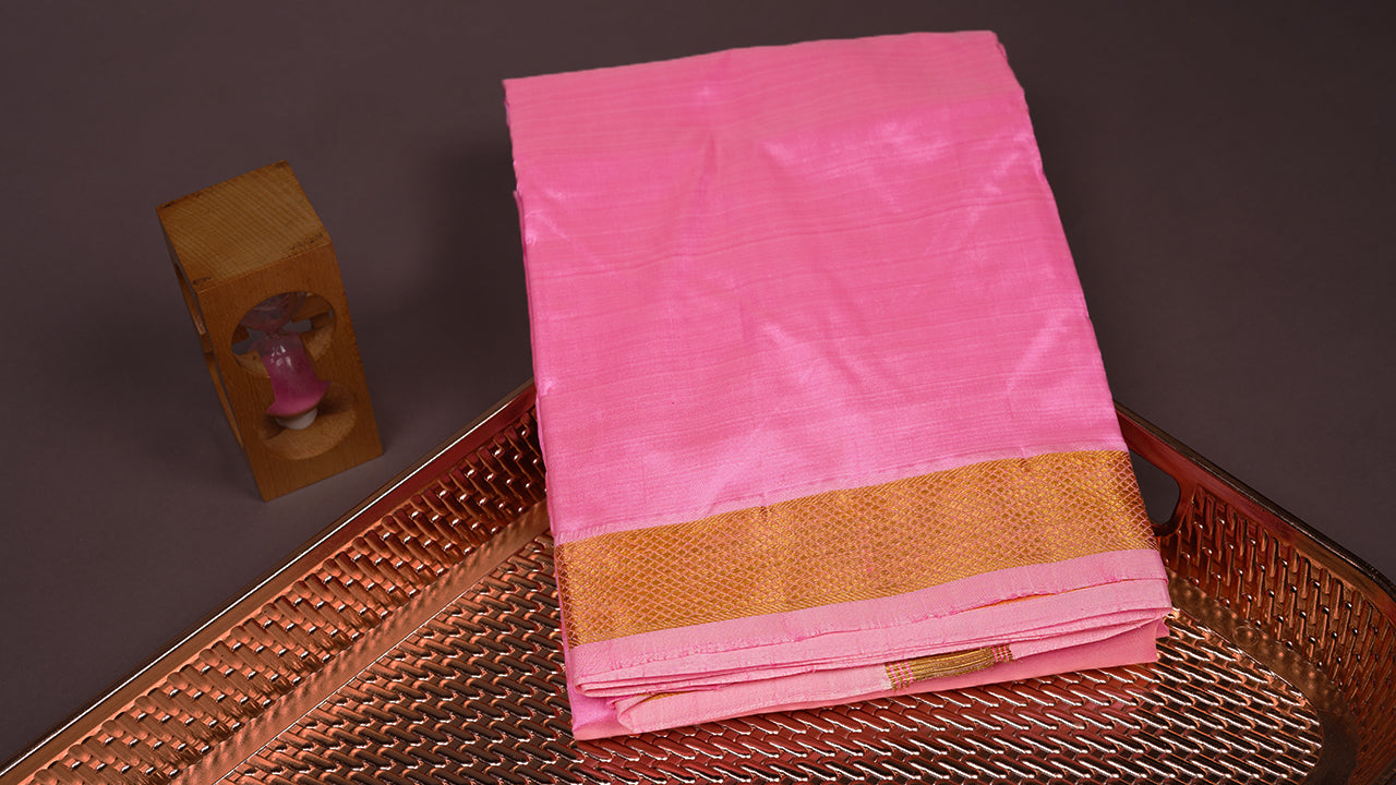 Horad Pure Silk Rose Pink 1.50” Dhoti