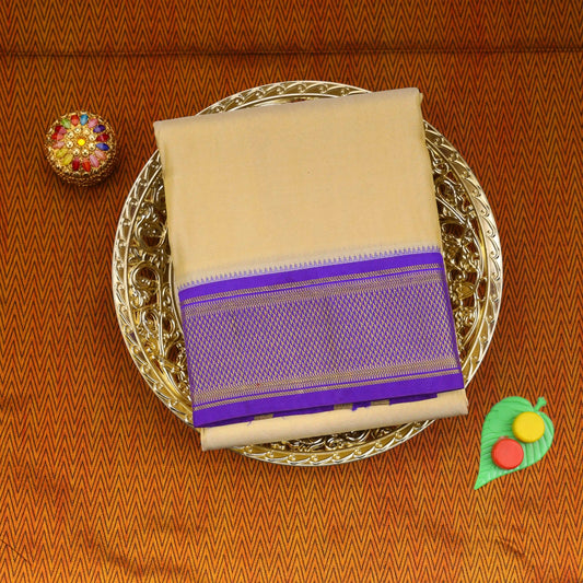 Horad Pure Silk Tissue Violet Border  16 KAN Dhoti