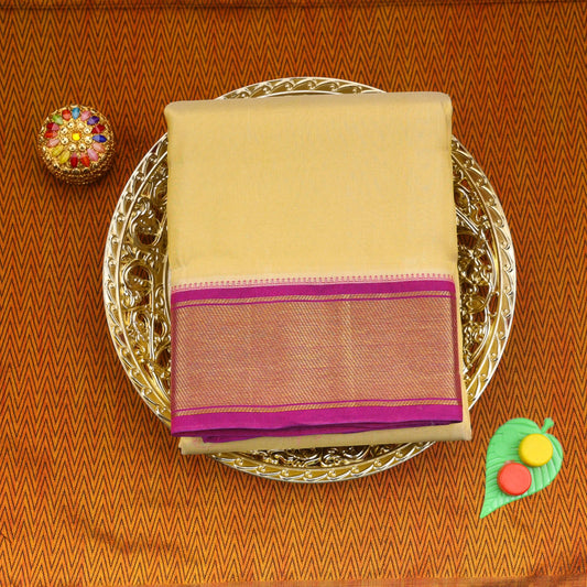 Horad Pure Silk Tissue Dark Pink Border 16 KAN Dhoti