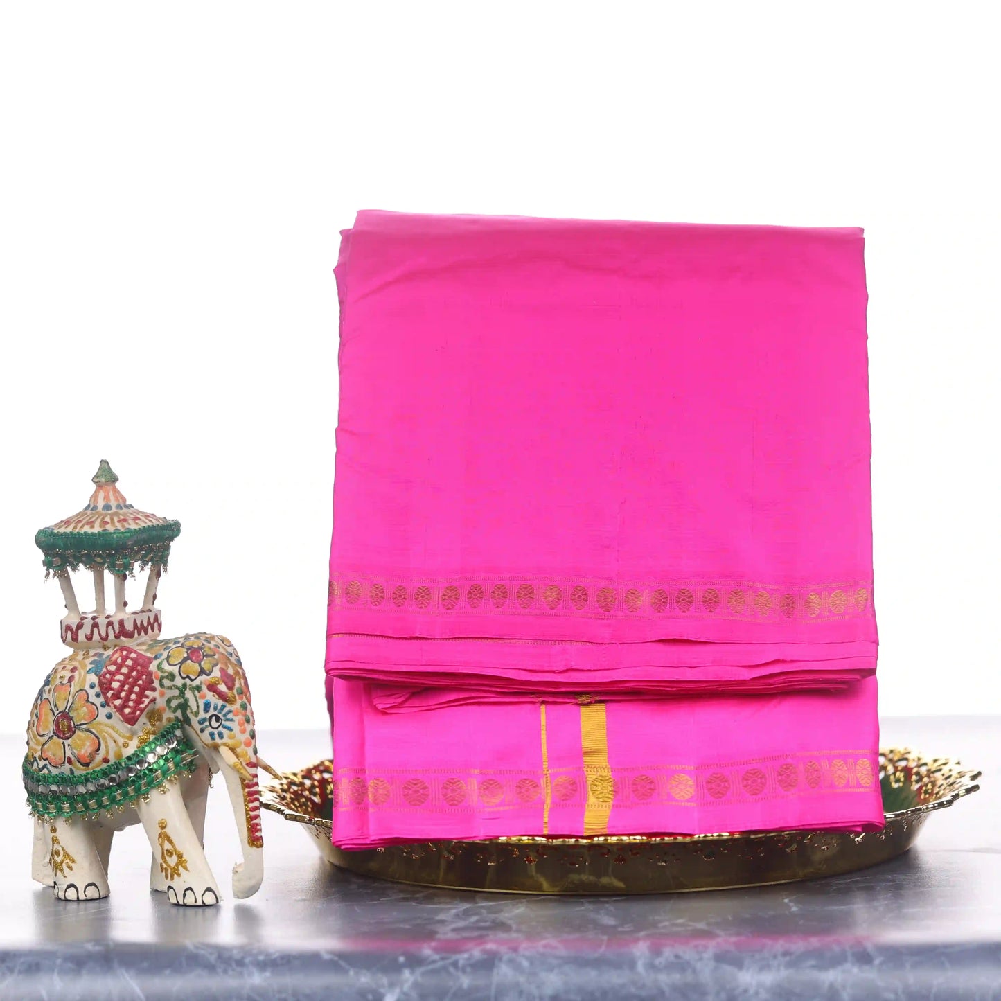 Horad Pure Silk Uthratcham Pink Dhoti (9X5)