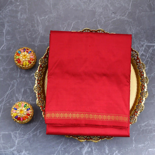 Horad Pure Silk Uthratcham Red Dhoti (9X5)