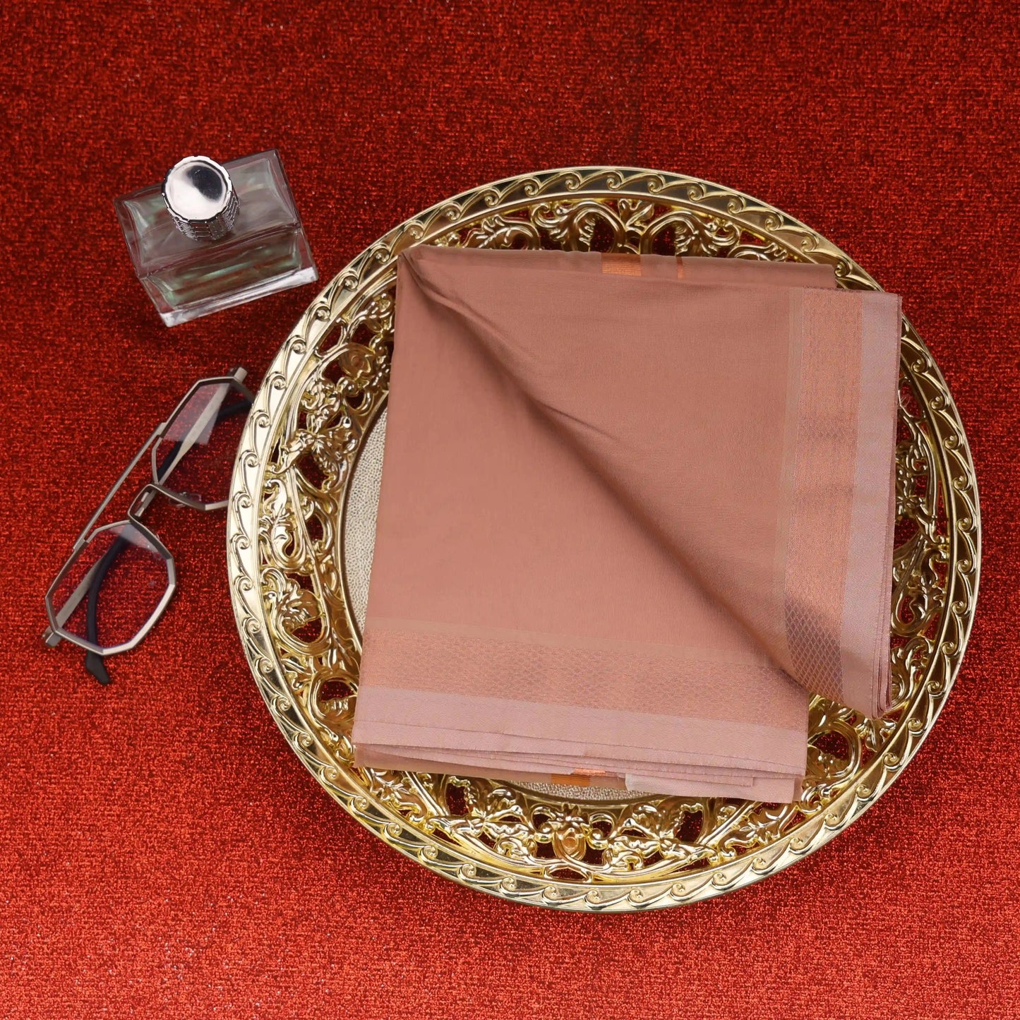 Horad Premium Art Silk Copper Dhoti with Shirt Material