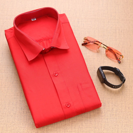 Horad Art Silk Chilli Red Shirt