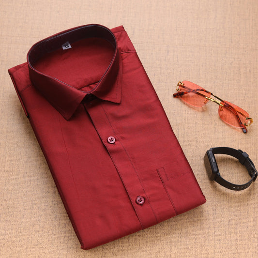 Horad Art Silk Maroon Shirt