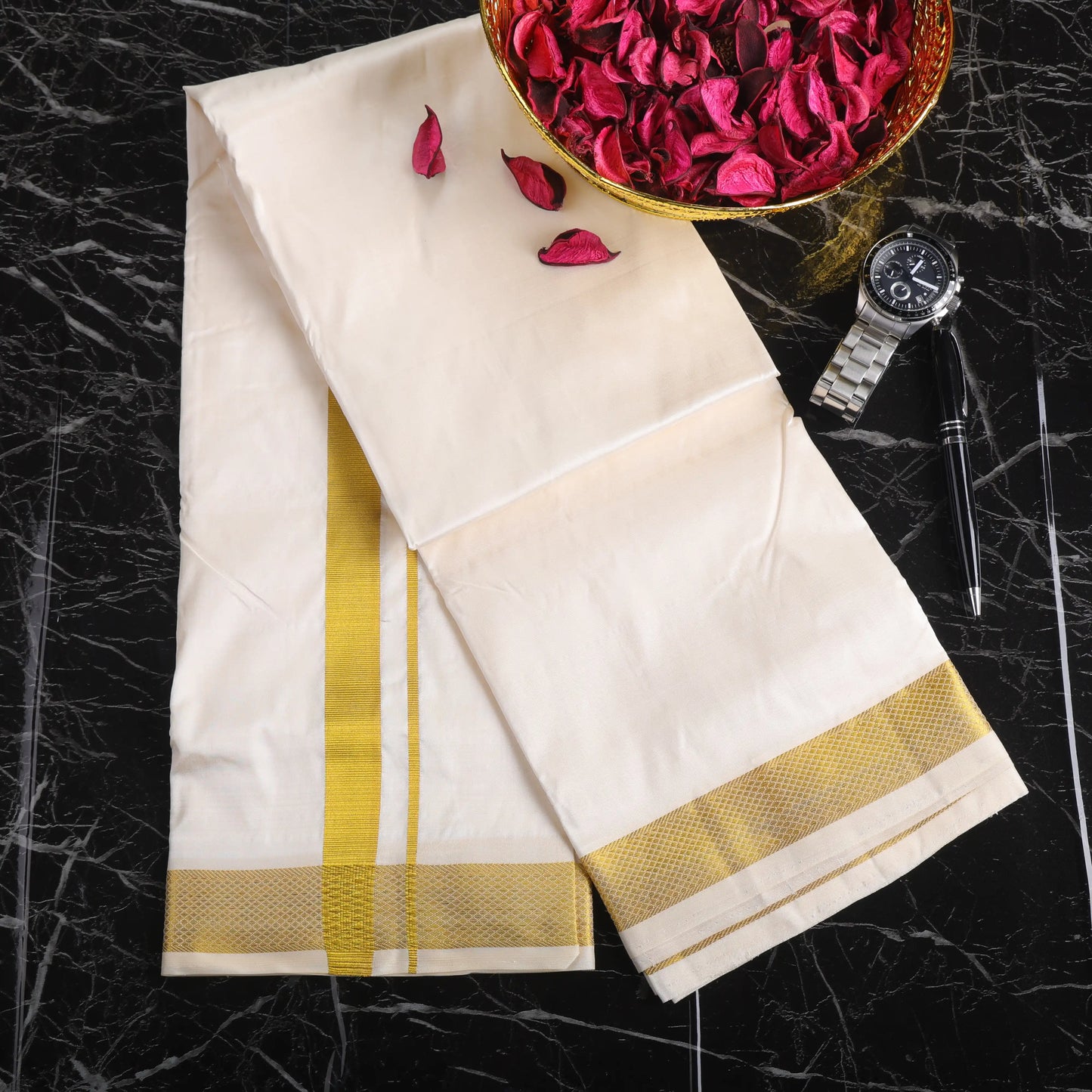 Horad Pure Silk Light Tussar 1.25 Inches” Dhoti (10X6)