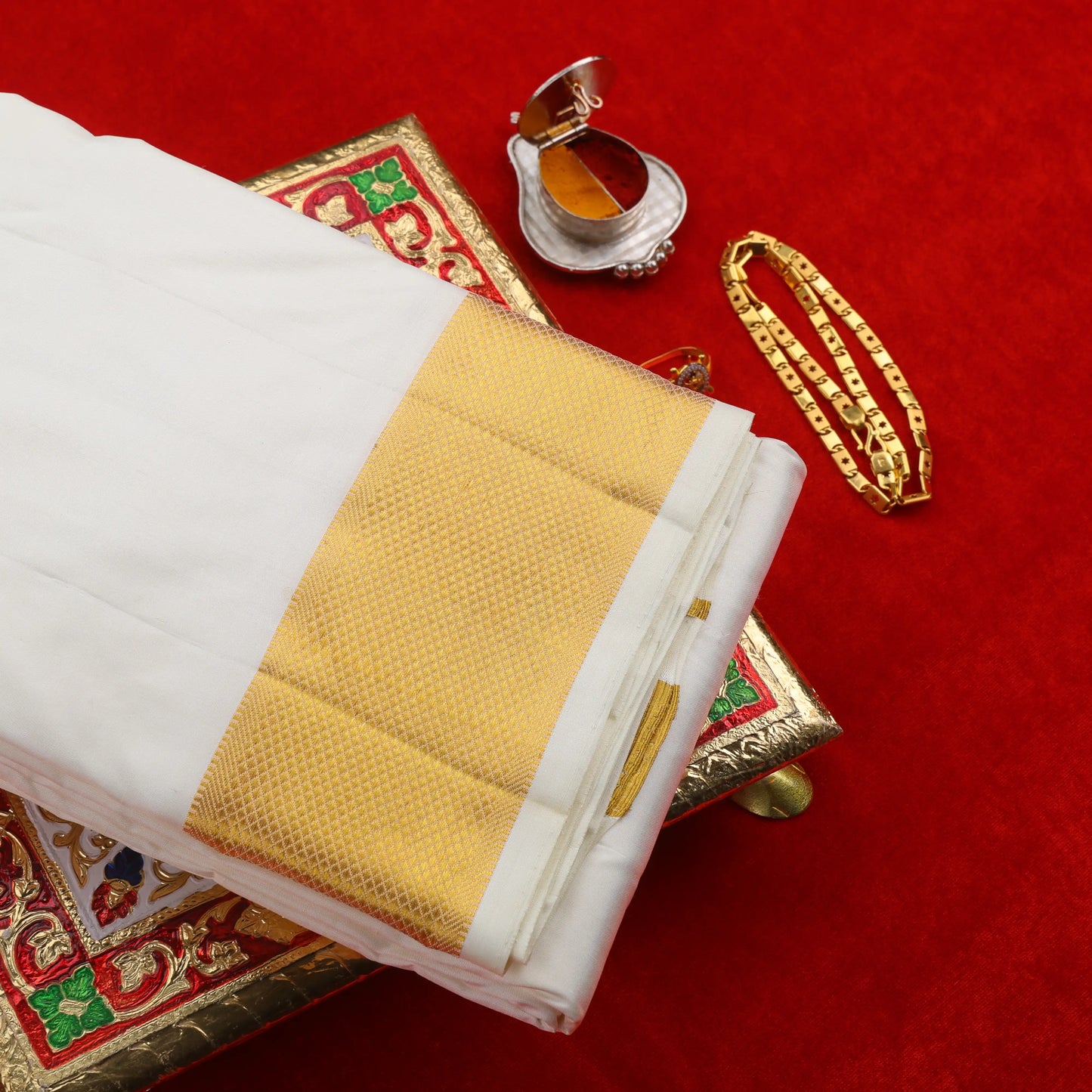 Horad Pure Silk Cream 3.50” Dhoti