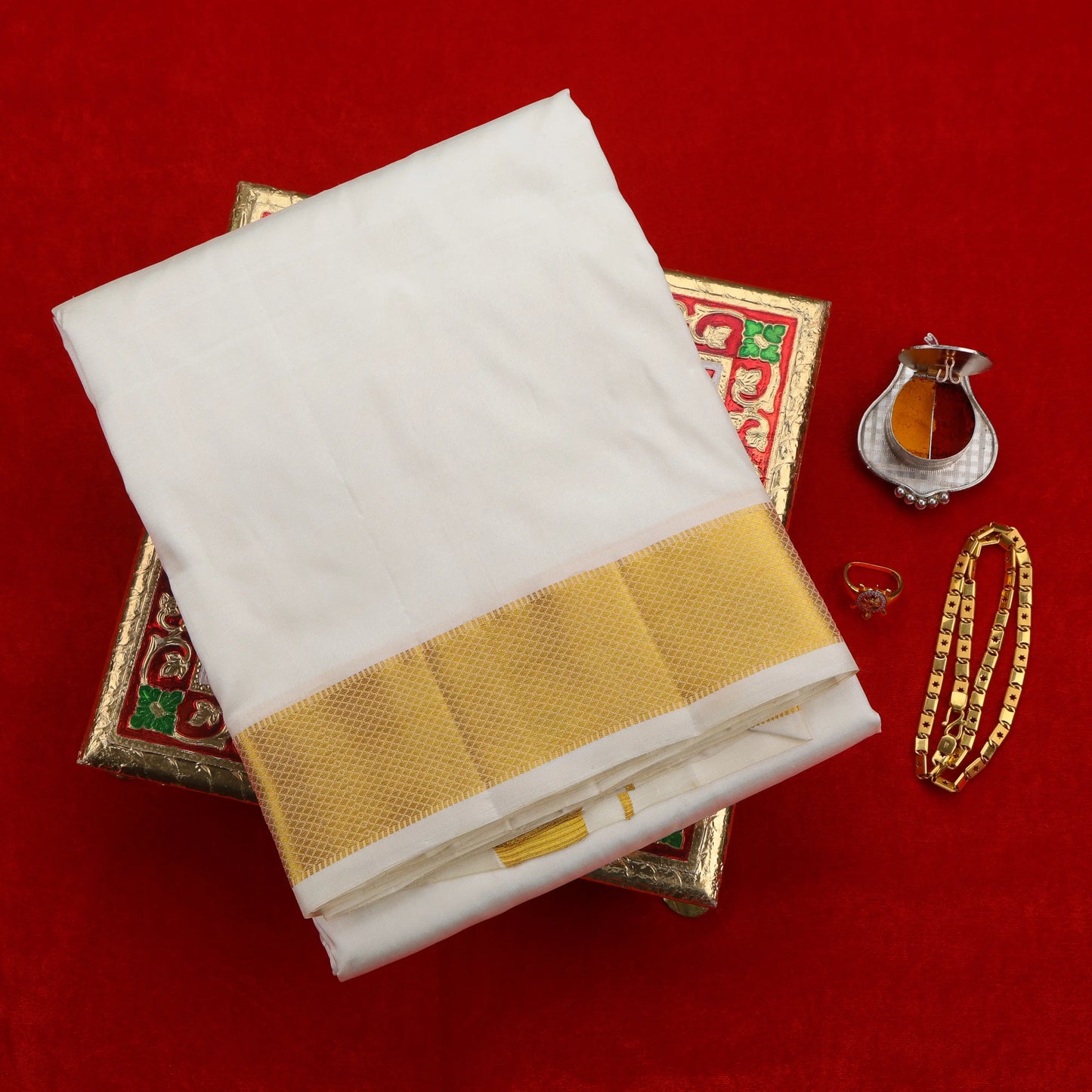 Horad Pure Silk Cream 2.50” Dhoti (8X4)