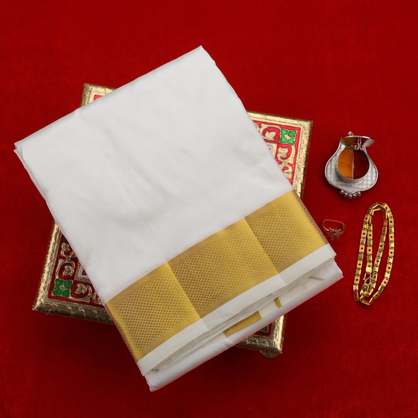 Horad Pure Silk Cream 2.00” Dhoti (10X6)