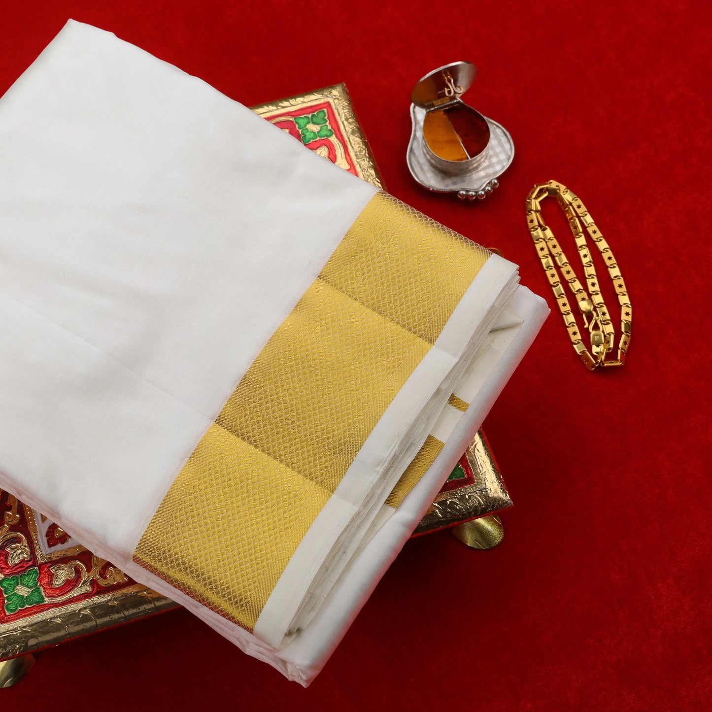 Horad Pure Silk Cream 2.00” Dhoti (9X5)