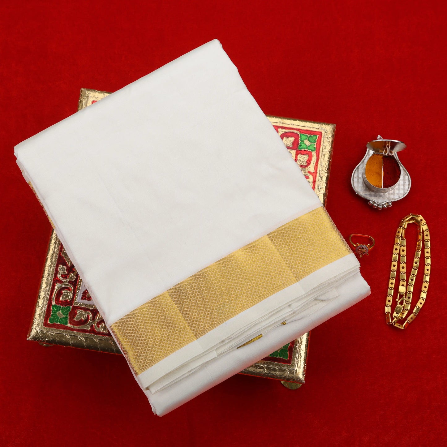 Horad Pure Silk Cream 1.75” Dhoti