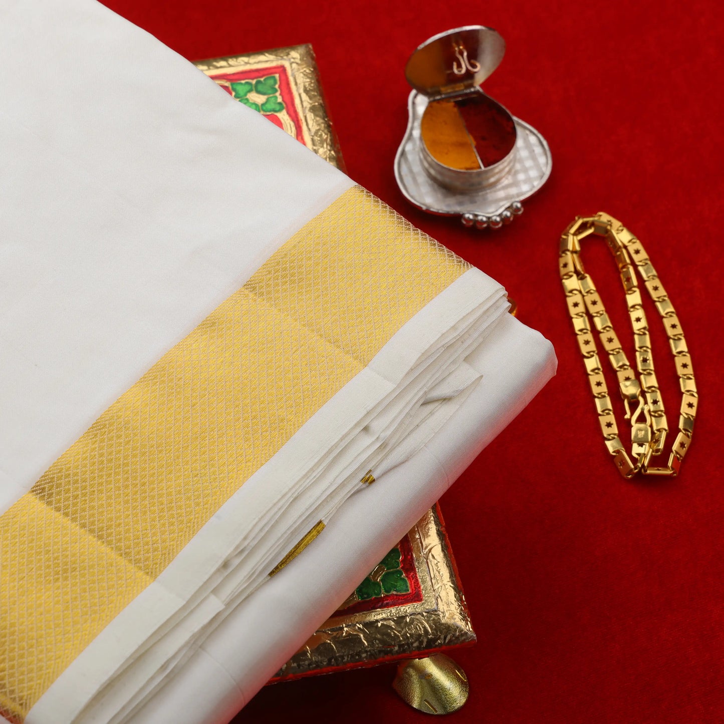 Horad Pure Silk Cream 1.75” Dhoti