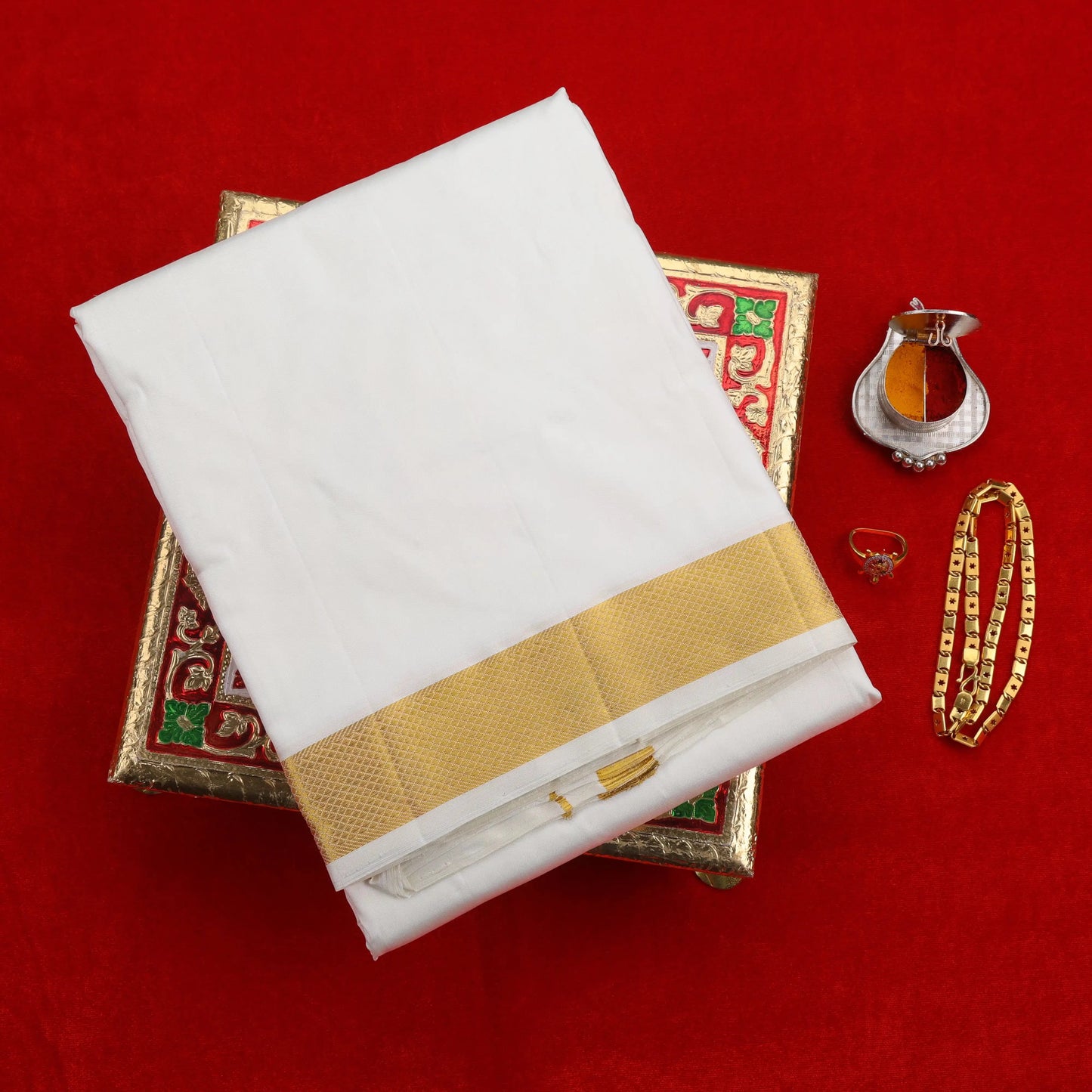 Horad Pure Silk Cream 1.50” Dhoti