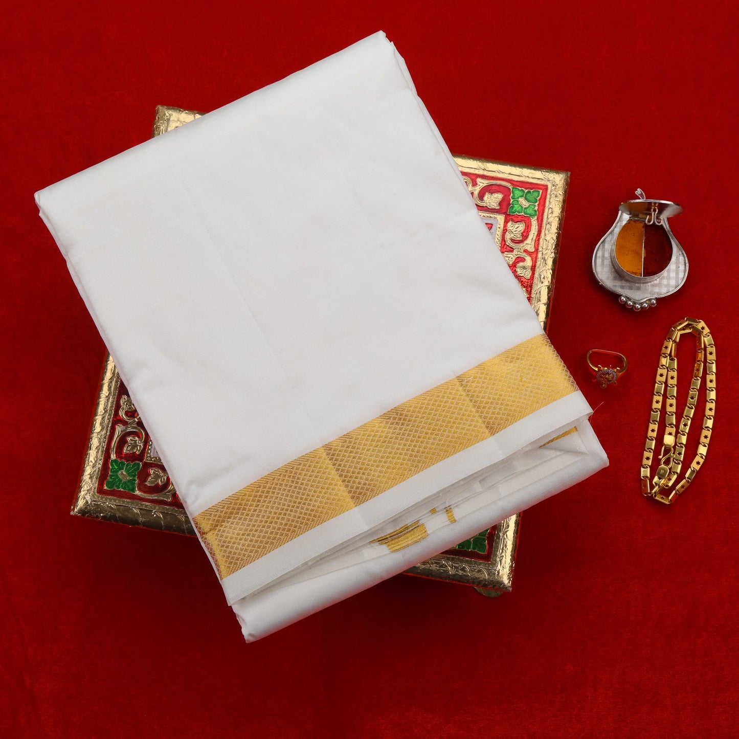 Horad Pure Silk Cream 1.25” Dhoti