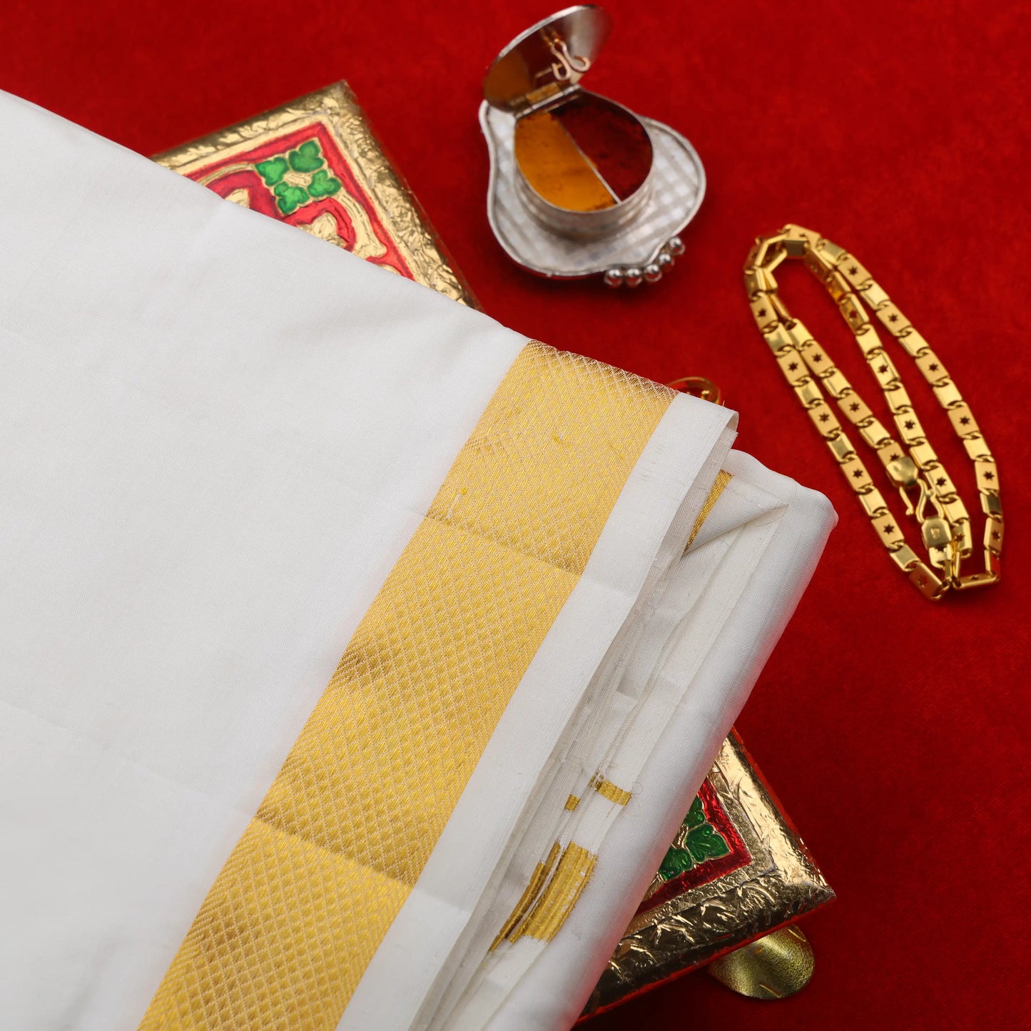 Horad Pure Silk Cream 1.25” Dhoti