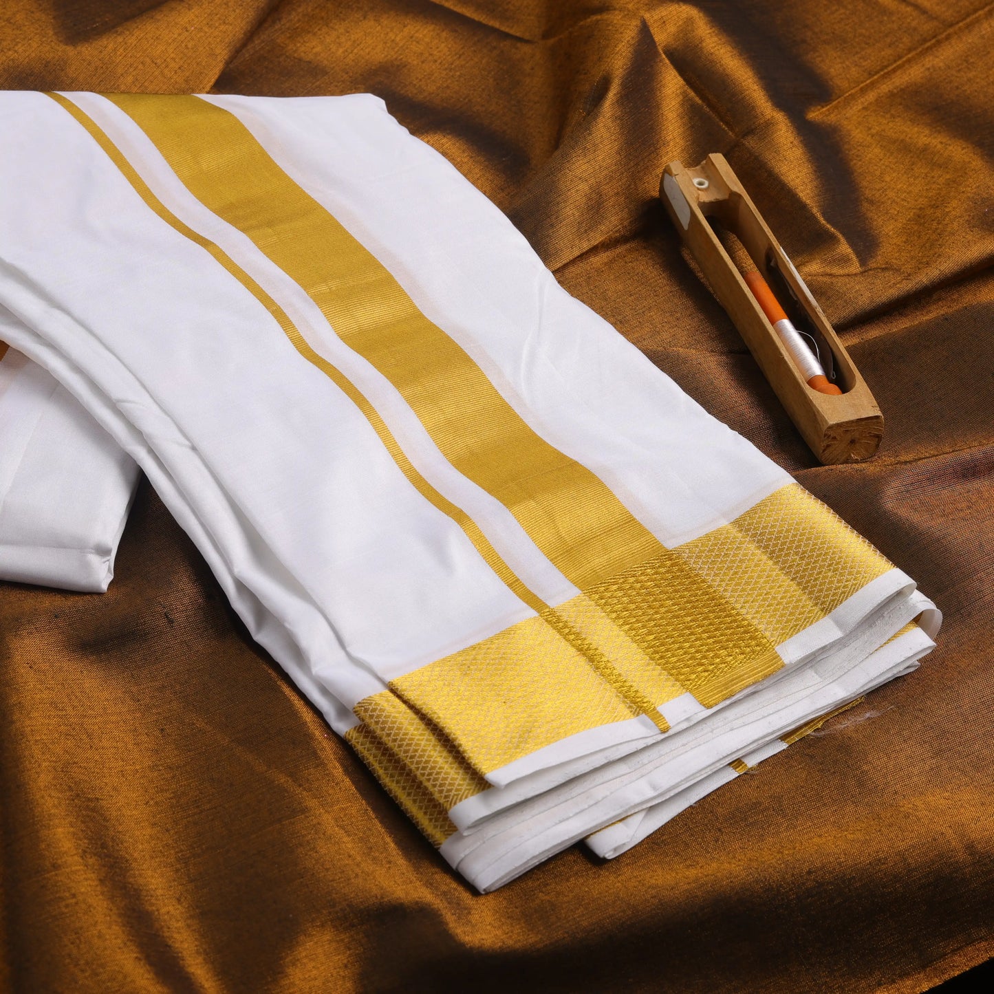 Horad Tradition Pure Silk Half White 2.00” Dhoti