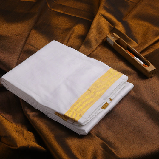 Horad Tradition Pure Silk Half White 1.00” Dhoti (8X4)