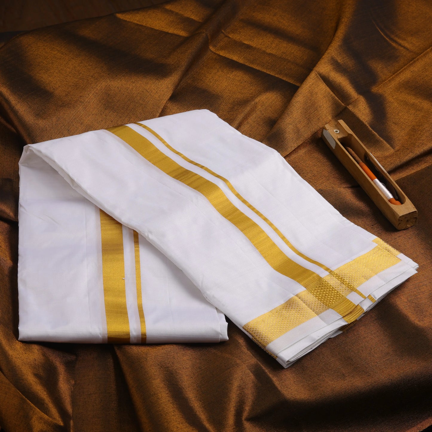 Horad Tradition Pure Silk Half White 1.00” Dhoti (10X6)