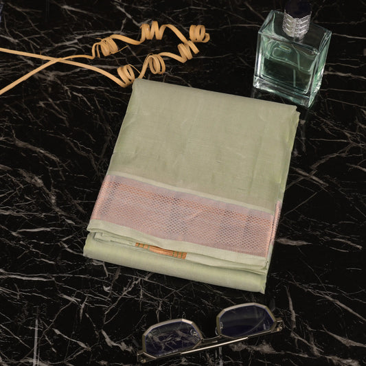 Horad Pure Silk Tissue Green /Copper Zari 2.0” Dhoti