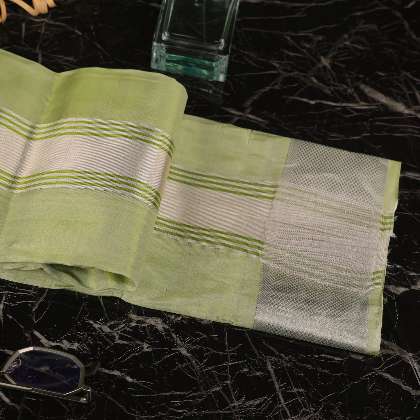 Horad Pure Silk Tissue Green 3.5” Dhoti