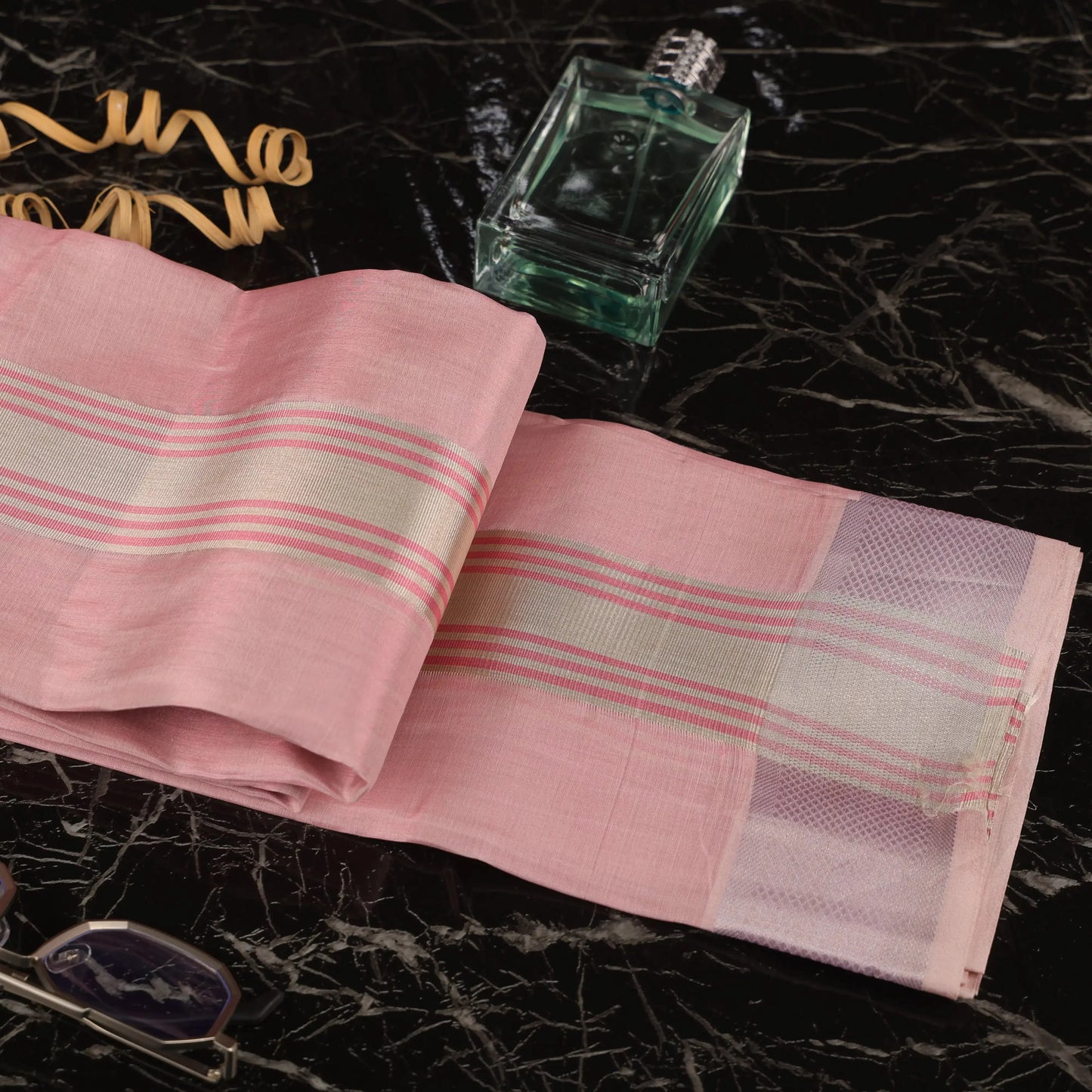 Horad Pure Silk Tissue Pink 3.5” Dhoti (9X5)