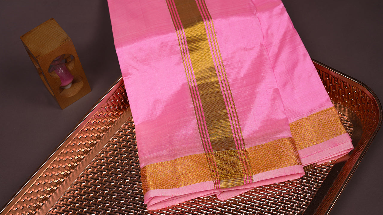 Horad Pure Silk Rose Pink 1.50” Dhoti