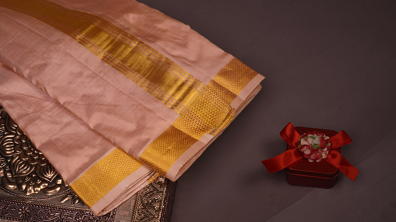 Horad Pure Silk Copper / Gold Zari 1.50 ”Dhoti (8X4)