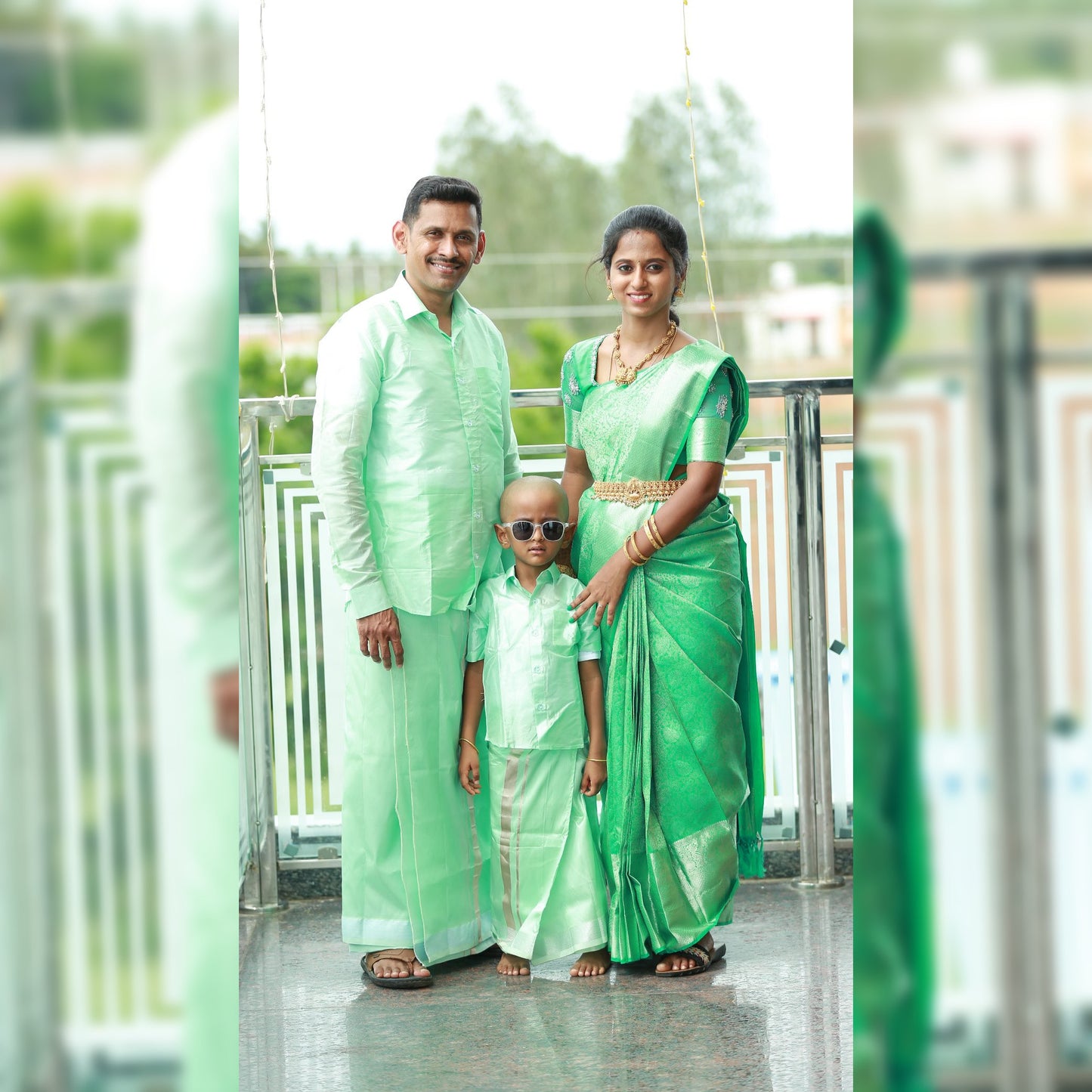 Horad Premium Art Silk ML.Green Shirt + Dhoti