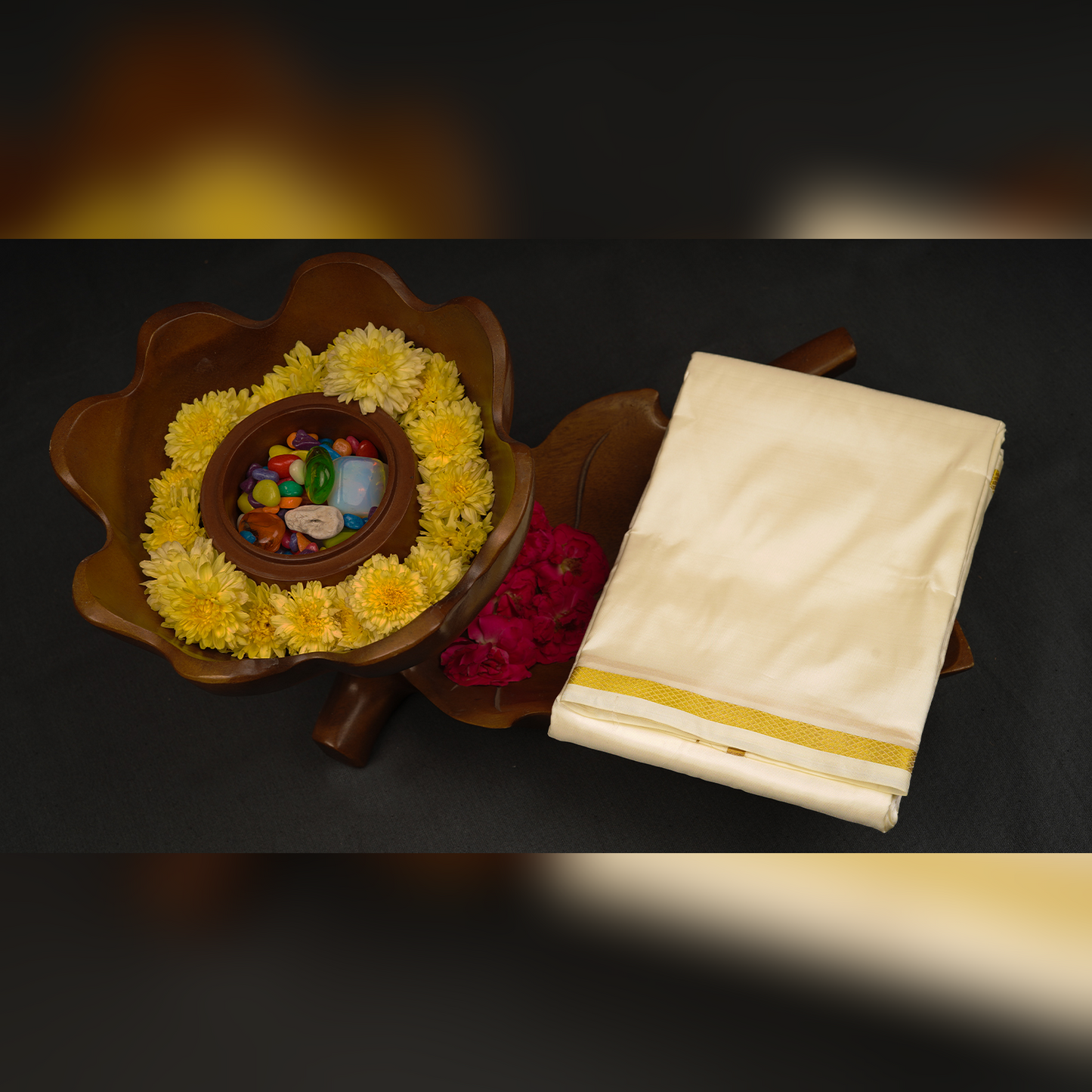 Horad Silk Blend Half White 0.25” Dhoti (8X4)