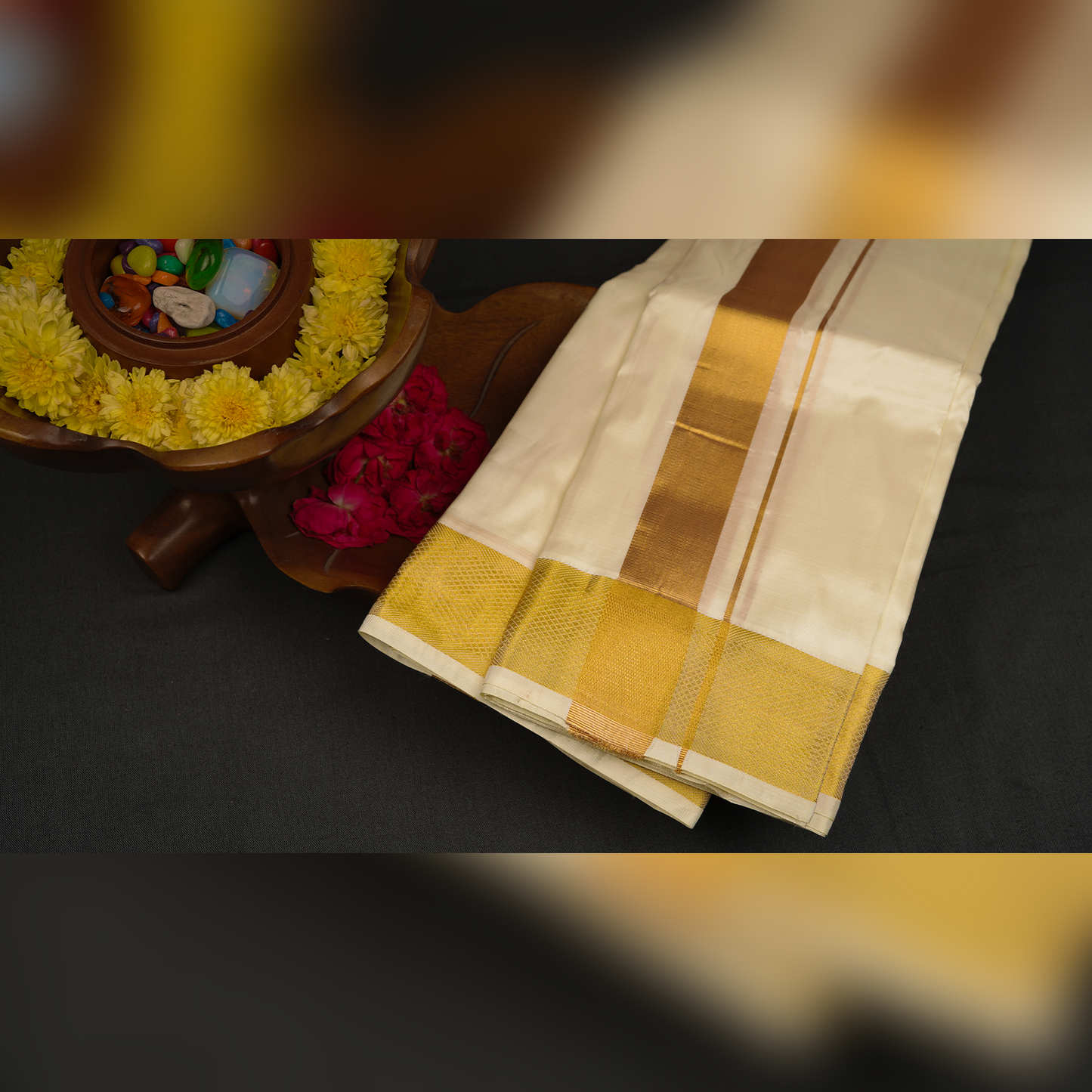 Horad Silk Blend Half White 2.50” Dhoti (9X5)