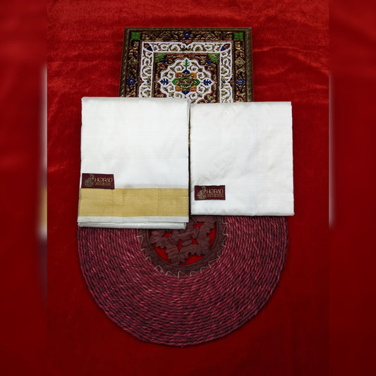 Horad Silk Blend Cream 1.75” Dhoti + Shirt Material