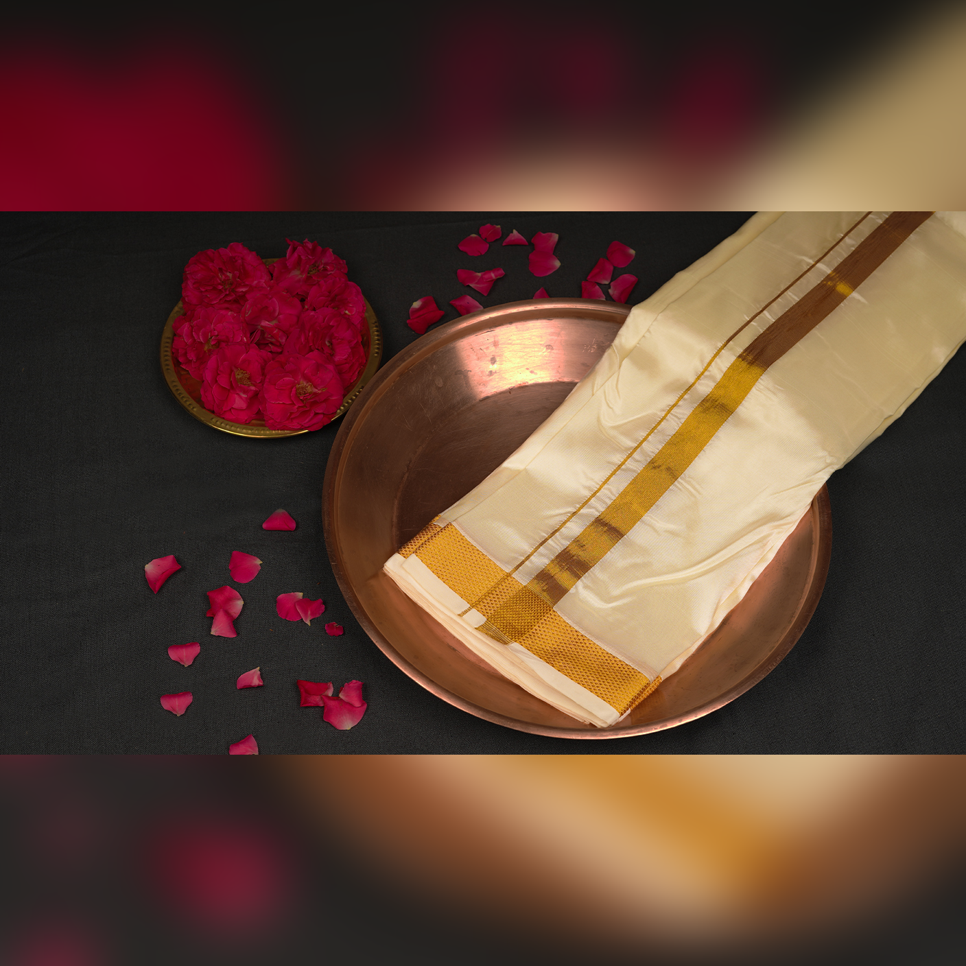 Horad Art Silk Cream 1.25” Dhoti (8X4)