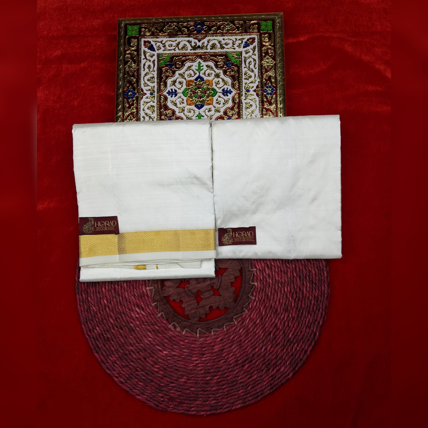 Horad Pure Silk Cream 1.25” Dhoti + Shirt Material