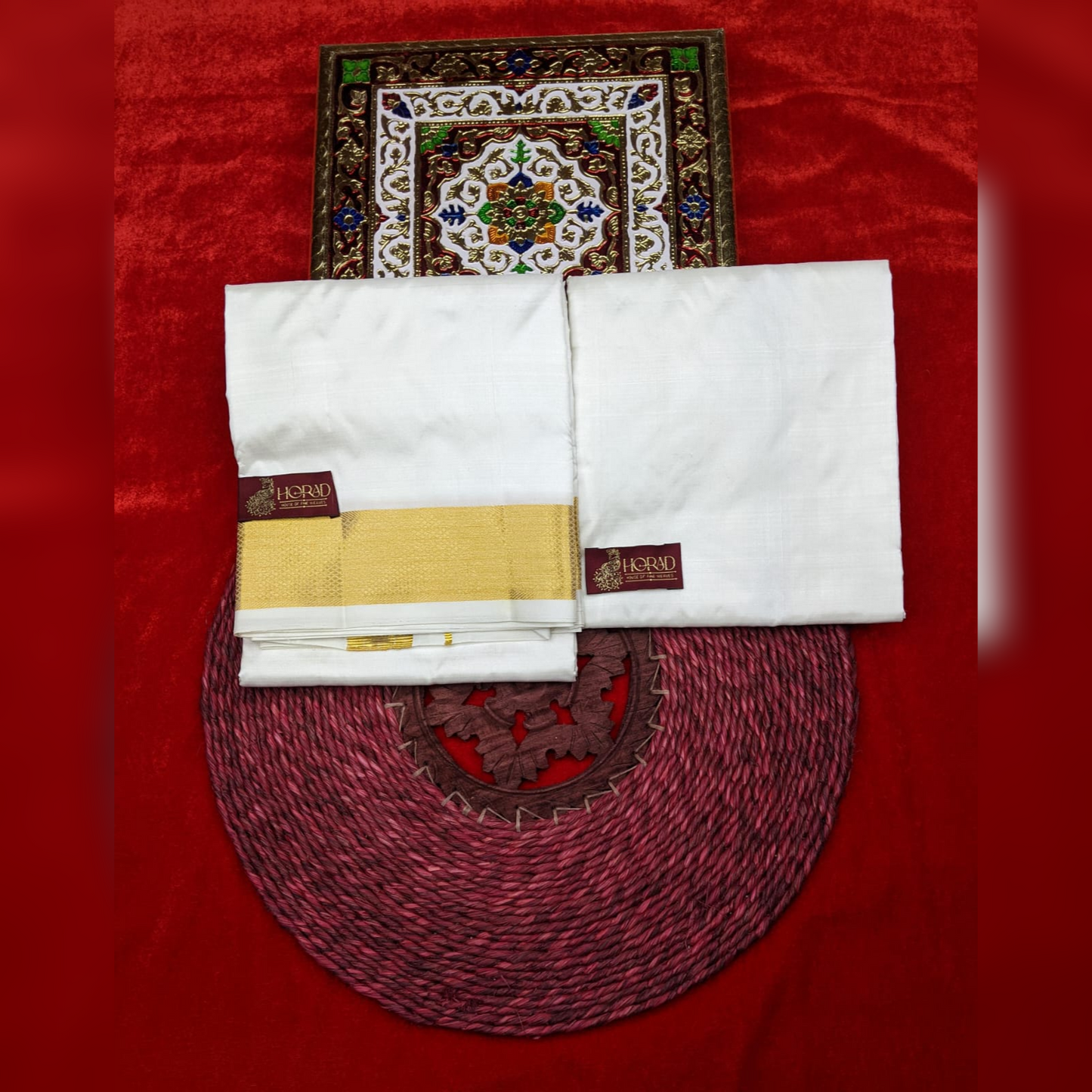 Horad Pure Silk Cream 2.50” Dhoti + Shirt Material