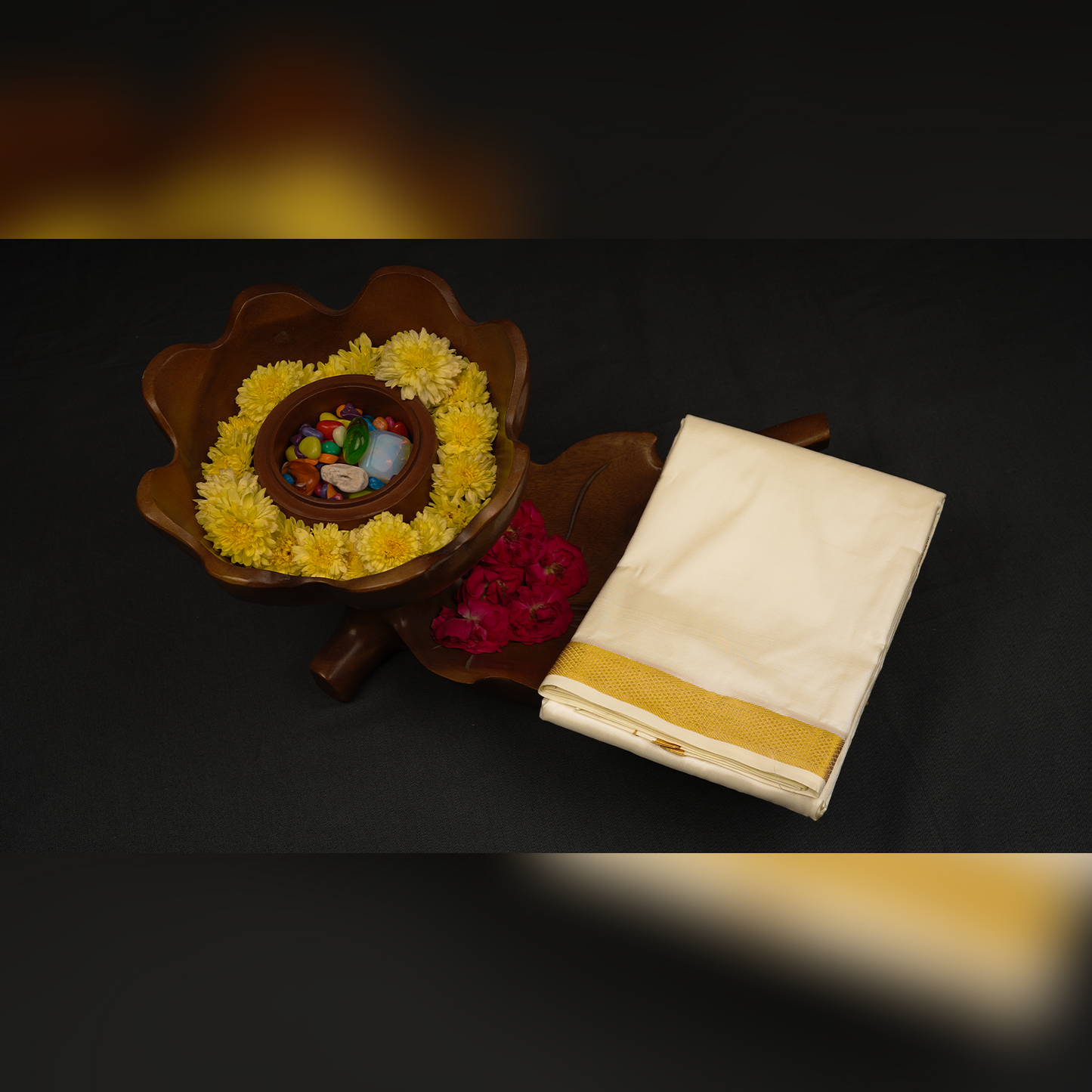 Horad Silk Blend Half White 1.00” Dhoti (8X4)