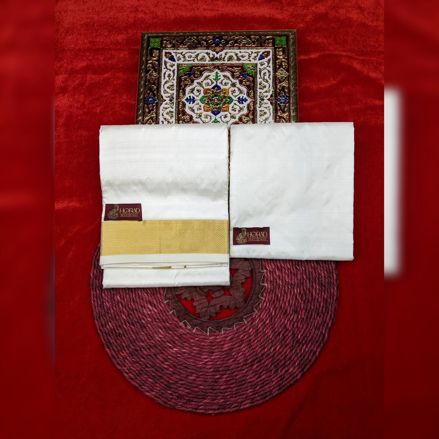 Horad Pure Silk Cream 2.00” Dhoti + Shirt Material