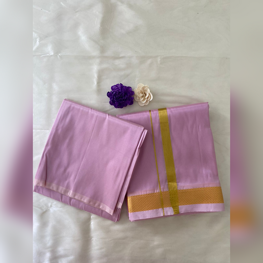 HORAD Premium Art Silk R.Pink Dhoti with Shirt Material