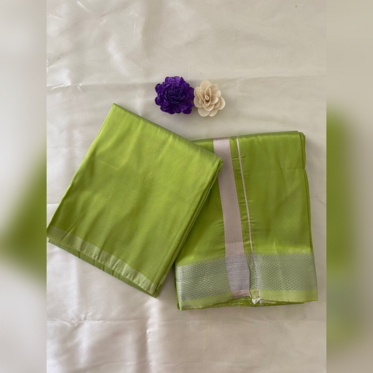 HORAD Premium Art Silk S.Green Dhoti with Shirt Material