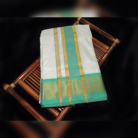 Horad Pure Silk Pavitr Panchakacham White 11 KAN Dhoti (8X4)