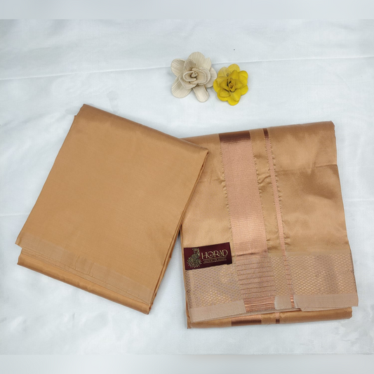 HORAD Premium Art Silk Light Copper Dhoti with Shirt Material