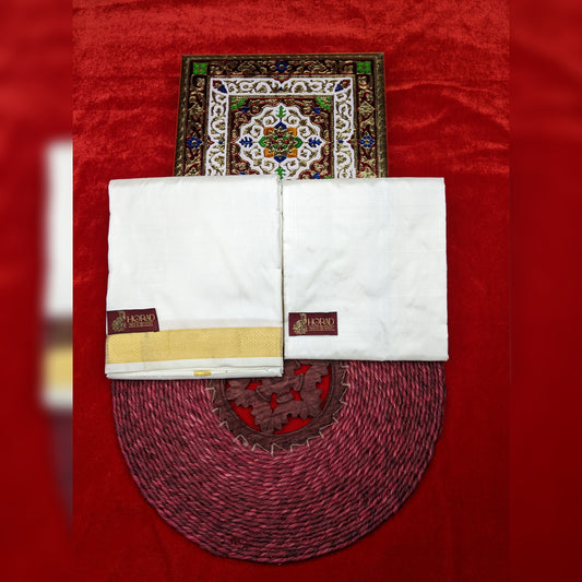 Horad Silk Blend Cream 1.00” Dhoti + Shirt Material