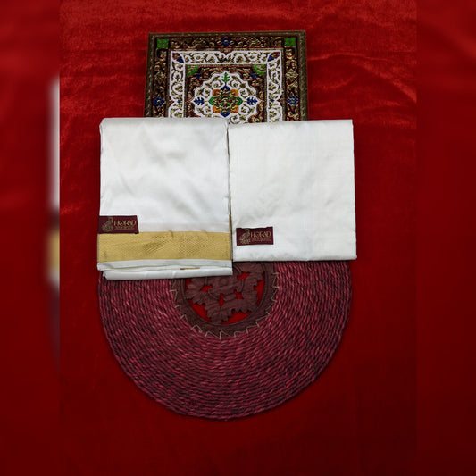 Horad Silk Blend Cream 1.50” Dhoti + Shirt Material