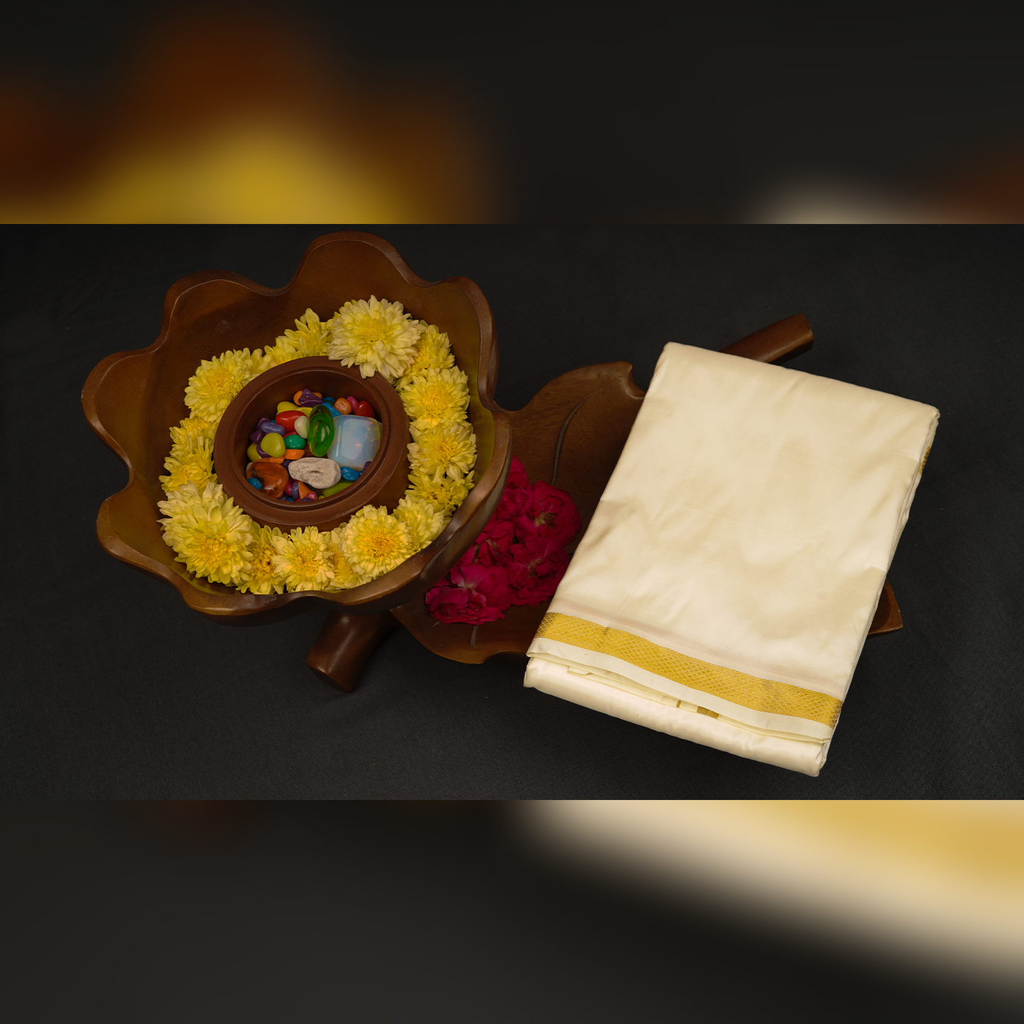 Horad Silk Blend Half White 0.50” Dhoti (8X4)