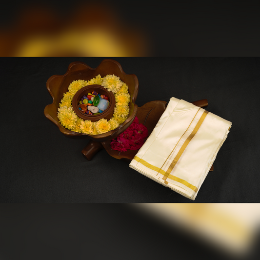 Horad Silk Blend Half White 0.25” Dhoti (8X4)