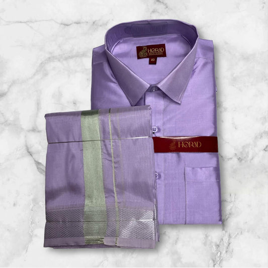 Horad Premium Art Silk Lavender Dhoti + Shirt