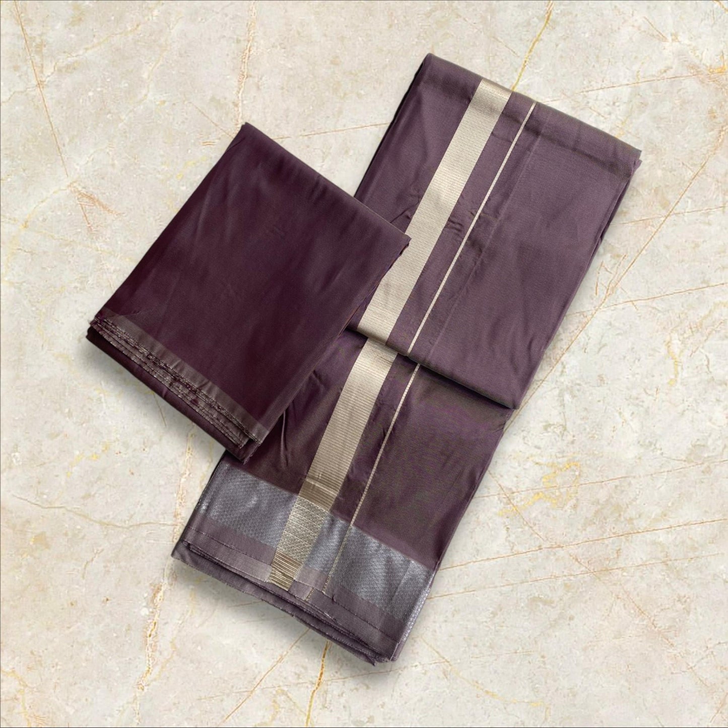 HORAD Premium Art Silk A.Violet Dhoti with Shirt Material