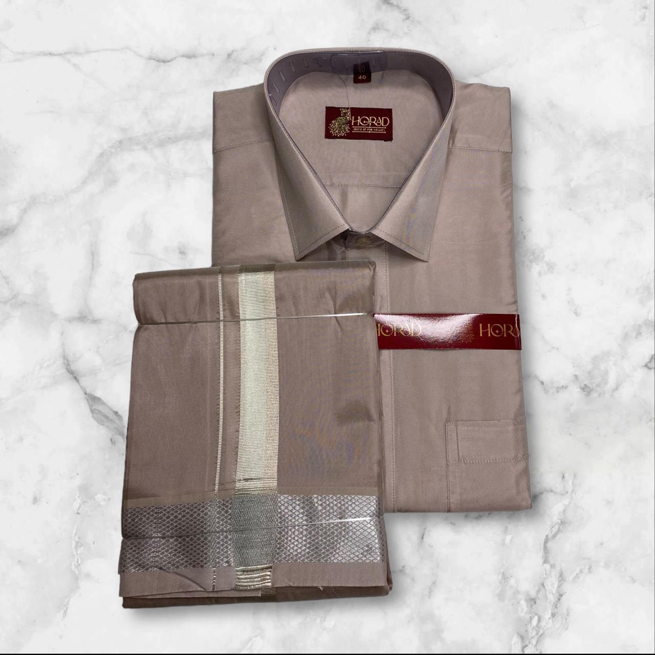 Horad Premium Art Silk Sandstone Shirt + Dhoti